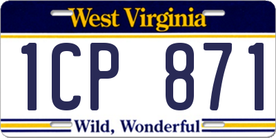 WV license plate 1CP871
