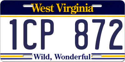 WV license plate 1CP872