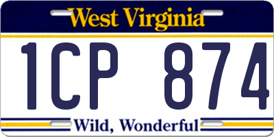 WV license plate 1CP874