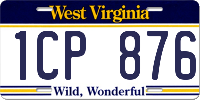 WV license plate 1CP876