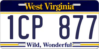 WV license plate 1CP877