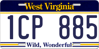 WV license plate 1CP885