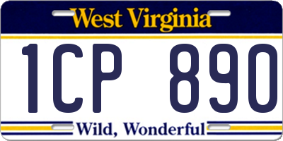 WV license plate 1CP890