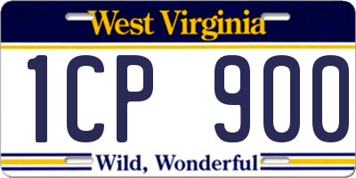 WV license plate 1CP900