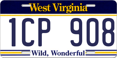 WV license plate 1CP908