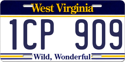 WV license plate 1CP909