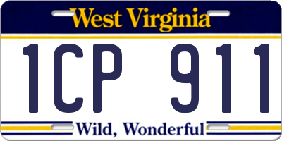 WV license plate 1CP911