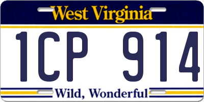 WV license plate 1CP914
