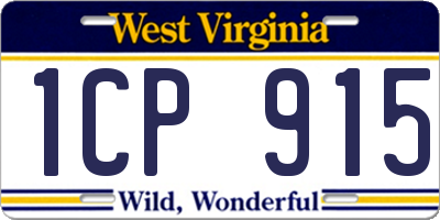 WV license plate 1CP915