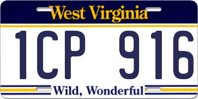 WV license plate 1CP916