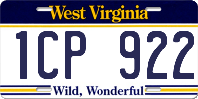 WV license plate 1CP922