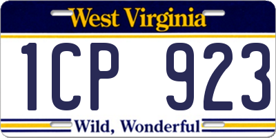 WV license plate 1CP923