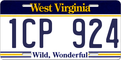 WV license plate 1CP924