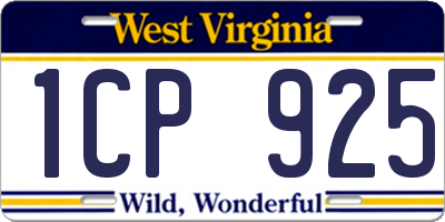 WV license plate 1CP925