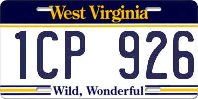 WV license plate 1CP926