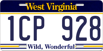 WV license plate 1CP928