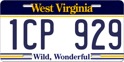 WV license plate 1CP929