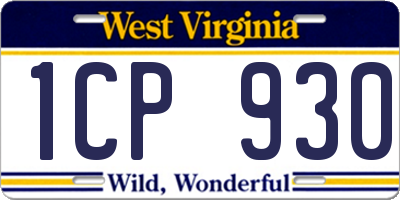 WV license plate 1CP930