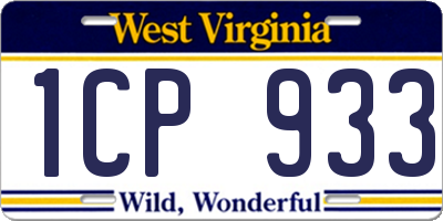 WV license plate 1CP933