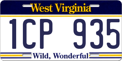 WV license plate 1CP935