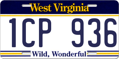 WV license plate 1CP936