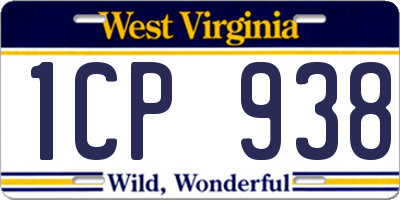 WV license plate 1CP938