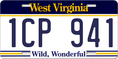 WV license plate 1CP941