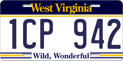 WV license plate 1CP942