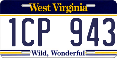 WV license plate 1CP943