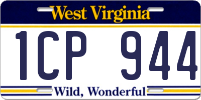WV license plate 1CP944