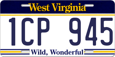 WV license plate 1CP945