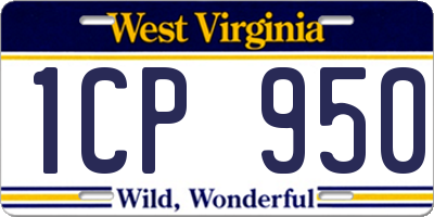 WV license plate 1CP950