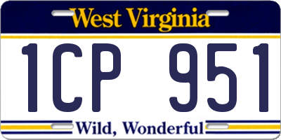 WV license plate 1CP951
