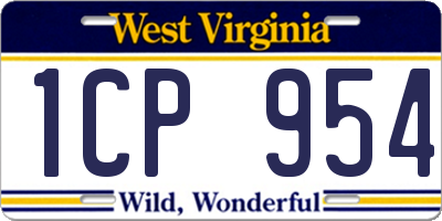 WV license plate 1CP954