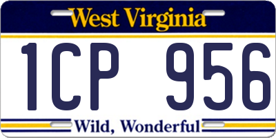 WV license plate 1CP956
