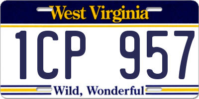 WV license plate 1CP957