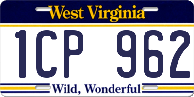 WV license plate 1CP962