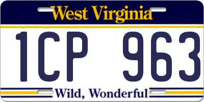 WV license plate 1CP963