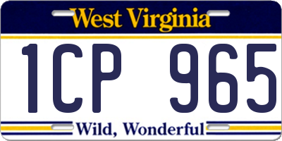 WV license plate 1CP965