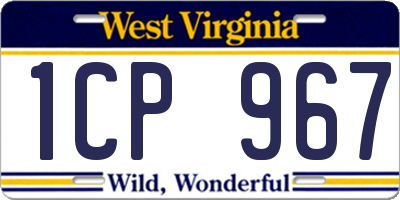 WV license plate 1CP967