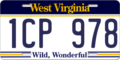 WV license plate 1CP978