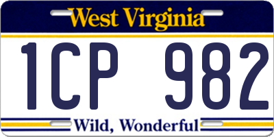 WV license plate 1CP982