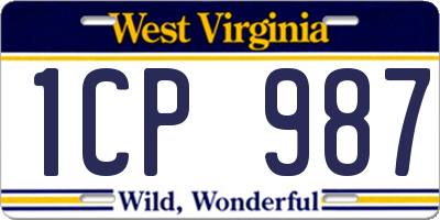 WV license plate 1CP987