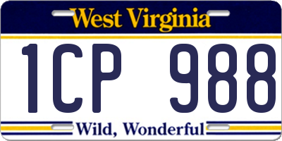 WV license plate 1CP988
