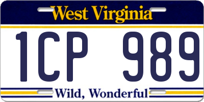WV license plate 1CP989