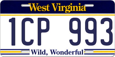 WV license plate 1CP993