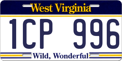 WV license plate 1CP996