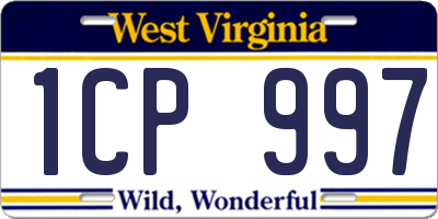 WV license plate 1CP997
