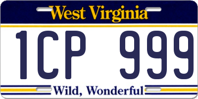 WV license plate 1CP999
