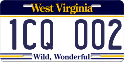 WV license plate 1CQ002